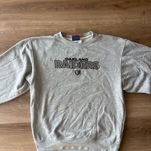 Majestic Vintage Oakland Raiders Gray Crewneck Sweater